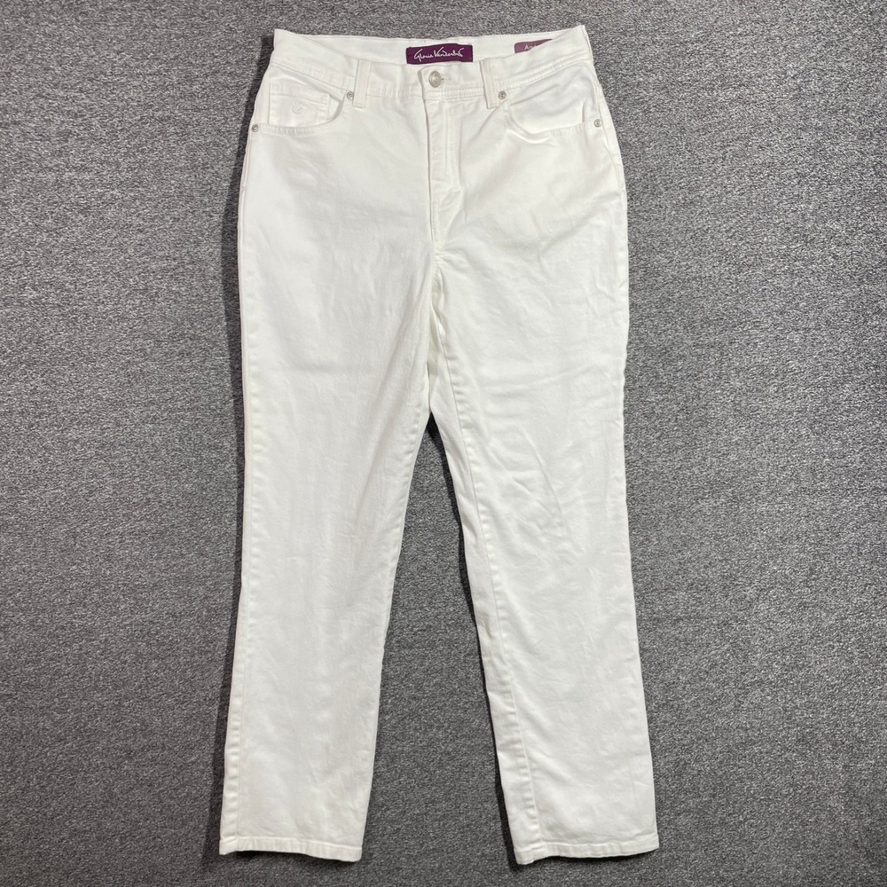 Gloria Vanderbilt Amanda Jeans Womens 8 Short White High Rise Tapered Stretch